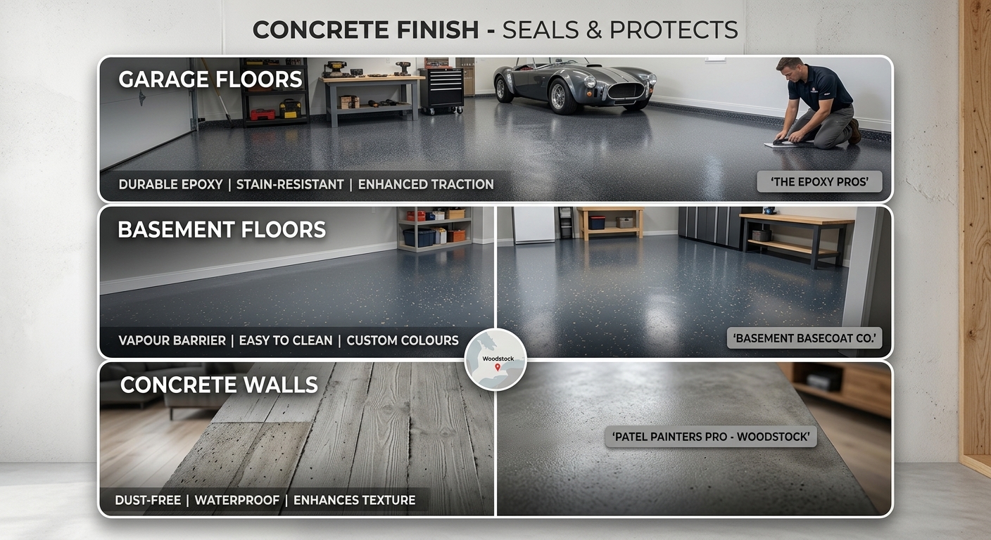 Concrete floor coating for garage and basement floors